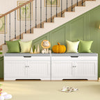 TEENFON 2-Tier Storage Bench, Shoe Bench with Adjustable Shelf & Lift Top Storage, Entryway Bench with Cushioned Seat,13.8"D x 36.2"W x 19.7"H, Shoe Organizer for Entryway, Living Room, Bedroom, White