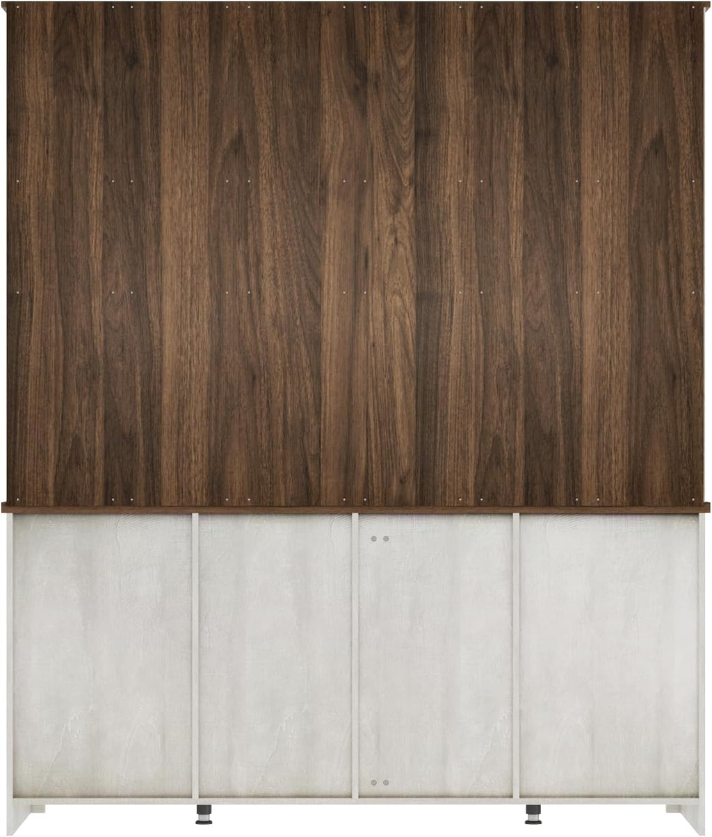 Bobve 78 * 67" Large Farmhouse Pantry Cabinet with Countertop, Buffet Cabinet,Tall Kitchen Hutch with Partitions and 6 Drawers,Suitable for Kitchen,Dining Rooms,Easy to Assemble