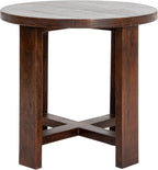 Creative Co-Op Acacia Wood Round Trestle End Table