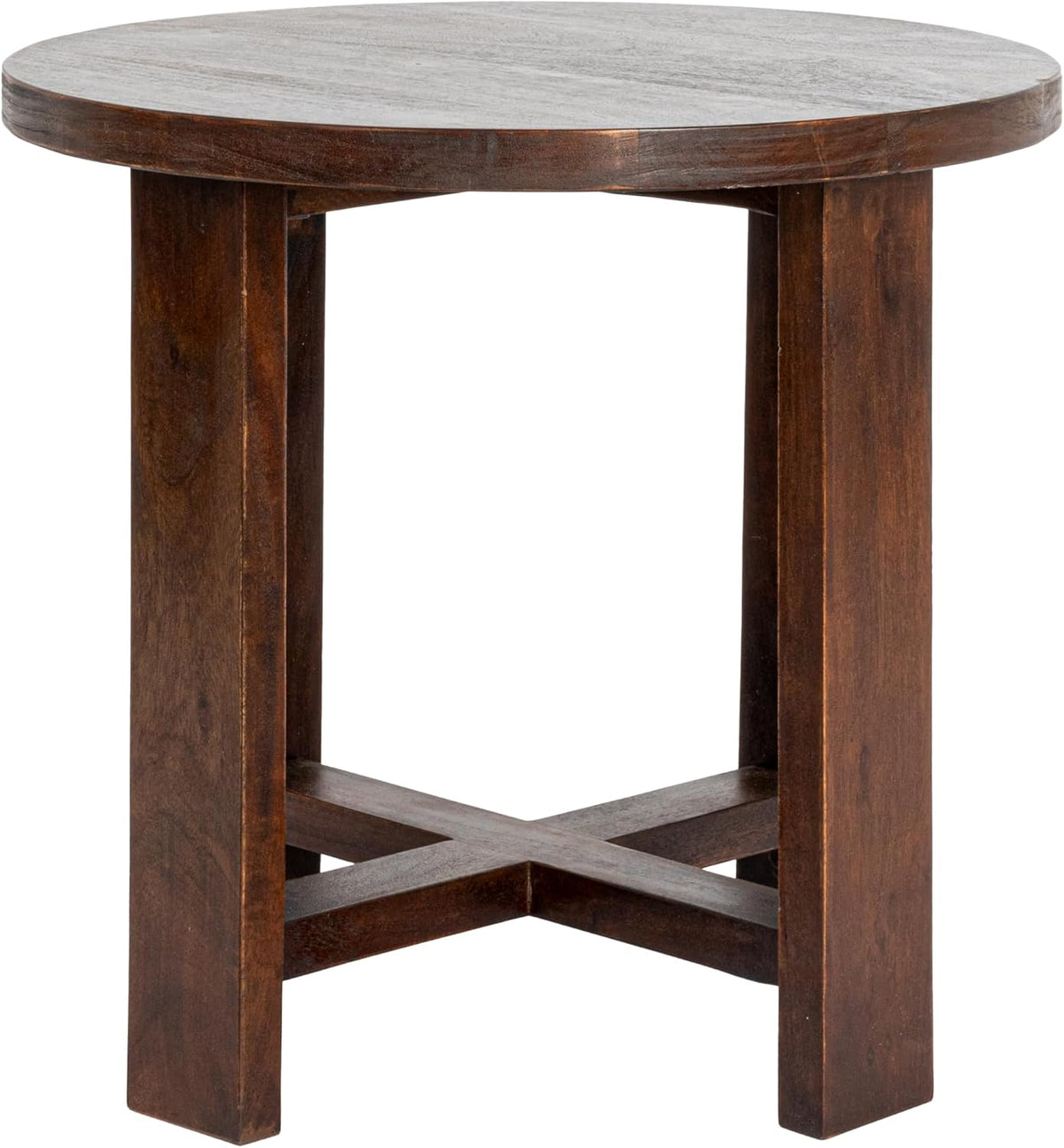 Creative Co-Op Acacia Wood Round Trestle End Table
