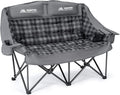 Huskfirm Padded Double Camping Chair High Back 2 Person Camping Chair Oversized Camping Loveseat Support 800LBS Heavy Duty Camping Couch with Cup Holders, Cooler, Carry Bag, Grey