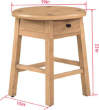 Solid Rubberwood Round Side Table with Drawer, Natural Oak Painted Finish Sofa End Table & Nightstand for Living Room, Bedroom