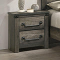 Rustic Gray 1pc Bedside Table Melamine Paper Wooden Nightstand Antique Brass Color Drop Handles,for Small Spaces