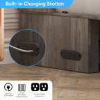 Mjkone 63" W Queen Murphy Bed, Cabinet Beds Queen Size with Built-in Charging Station and Drawer, Modern Cabinet Murphy Chest Bed, Hidden Guest Wall Beds, Space Saving - Grey (No Mattress)