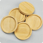 6Pcs 2.5” Bamboo Plant Saucer, Round Pot Tray for Indoor Planters, Succulent Holder Drainage Tray, Versatile Coaster Set for Home Office Decor