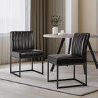 SIMTONAL Black Dining Chairs Set of 4, Modern Comfortable Upholstered Chairs, PU Leather Kitchen & Dining Room Chair with Black Finish Metal Frame