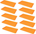 SUNPACK 10" x 20" Heavy Duty Shallow Plastic Seed Starting Tray, Orange, 1" (Pack of 10) - No Drainage Holes, Perfect for Greenhouses or Indoor Gardening