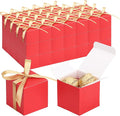 EUSOAR Favor Boxes, 120pcs 2x2x2 Inches Red Small Gift Boxes Candy Box for Party with Gold Ribbon, Mini Cube Soap Box Macaron Chocolate Container for Wedding Birthday Party DIY Favors Supplies