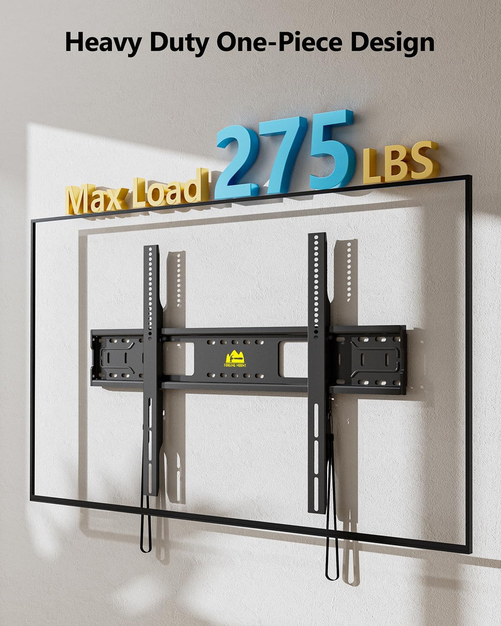 FORGING MOUNT Heavy Duty Fixed TV Wall Mount Holds up to 275Lbs for 50-120 inch TVs 3-Stud Low Profile TV Mount Ultra Slim Universal Bracket Fits 16"/18"/24" Studs MAX VESA 900x600mm- Easy DIY Install