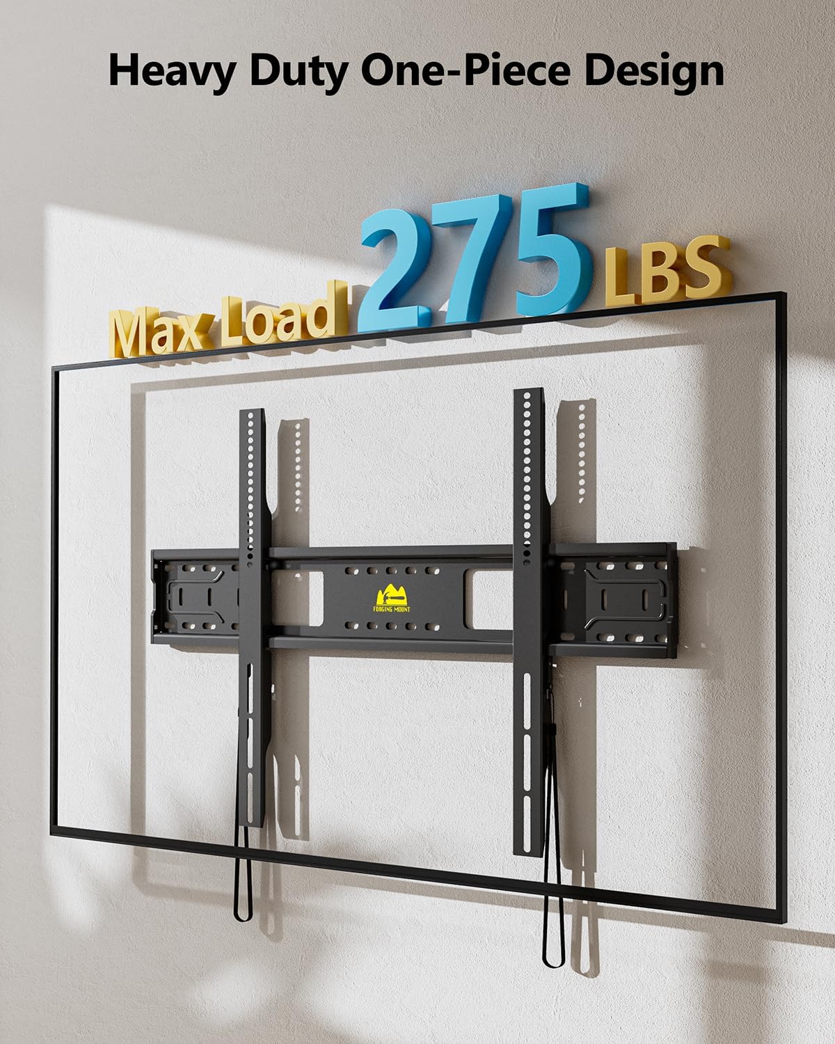 FORGING MOUNT Heavy Duty Fixed TV Wall Mount Holds up to 275Lbs for 50-120 inch TVs 3-Stud Low Profile TV Mount Ultra Slim Universal Bracket Fits 16"/18"/24" Studs MAX VESA 900x600mm- Easy DIY Install