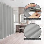 Extra Long No Hook Grey Shower Curtain or Liner Soft Microfiber - 84" Length Fabric Shower Curtain Liner Set, Machine Washable & Water Repellent, Gray, 71x86