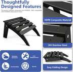 FOOWIN Folding Adirondack Ottoman Set of 4, HDPE All Weather Adirondack Footrests, Ottoman for Adirondack Chair,Patio Footstool for Outside Easy Storage,for Patio, Backyard, Porch, Garden, Black