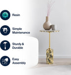 JONATHAN Y Hedda Gold Iron 23.5" Round Pedestal Drink Table with Yellow and Black Mosaic Top, Art Deco Candlestick Accent Side Table for Small Spaces, Living Room, Bedroom END1001A