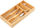 Umilife Bamboo Kitchen Drawer Organizer, 8 Inch Silverware Utensils Tray Holder for Small Drawer, Wood Caddy for Flatware Cutlery Knives