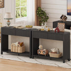 FATORRI Console Entryway Table, Modern Sofa Table with 2 Drawers for Living Room, 39.37 inch Narrow Wood Hallway Tables and Couch Tables Behind Sofa for Small Space (Black)