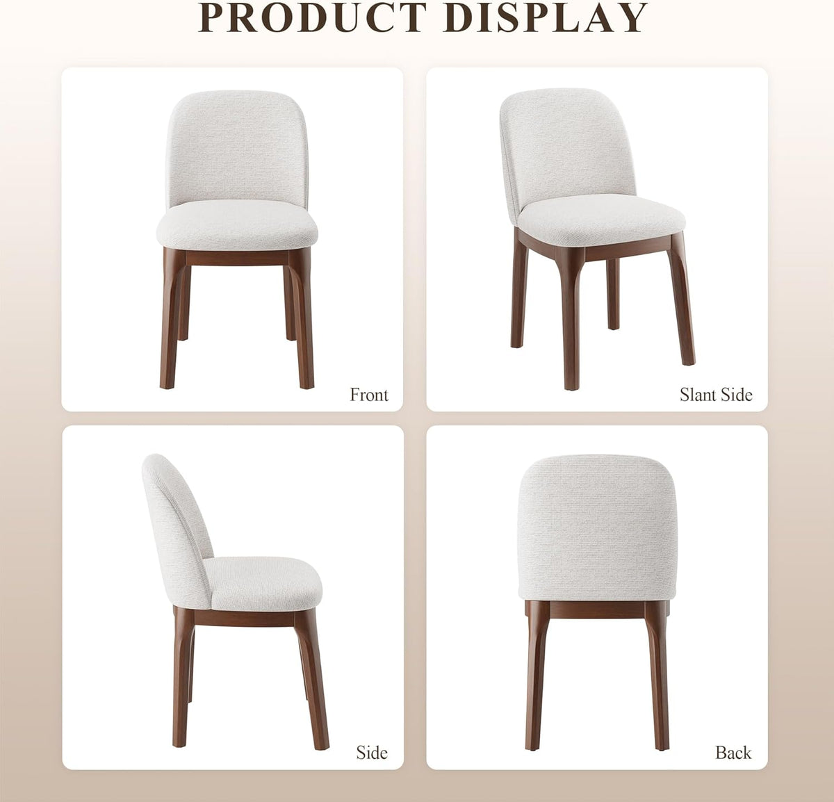 MALOL Wooden Dining Chairs Set of 4, Upholstered Kitchen & Dining Room Chairs with Thickened Wooden Legs, Farmhouse Side Chairs, Beige