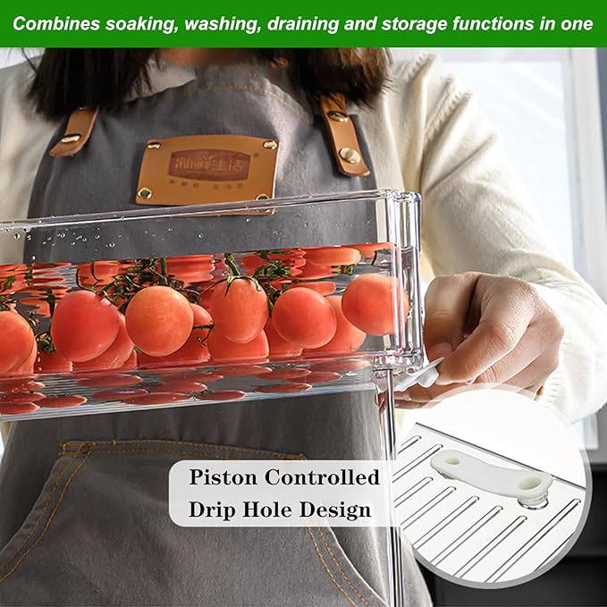 Taiuloo Set of 4 Fridge Organizer, Stackable Refrigerator Organizer Bins with Lids, Kitchen Pantry Cabinet Organization, BPA-Free Clear Food Storage Containers for Fruit, Vegetable, Cereal, Produce