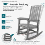 THOEOE Outdoor Rocking Chairs, Oversized Patio Rocking Chair | HDPE Outdoor Rockers for Front Porch, Patio, Backyard, Balcony and Garden. All-Weather High Back Design, Gray