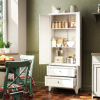 Hassyee White Metal Kitchen Pantry Cabinet Adjustable Storage with 4 Shelves (110lb Capacity), Heavy Duty Freestanding Pantry Organizer for Kitchen,Pantry, Living Room (White)
