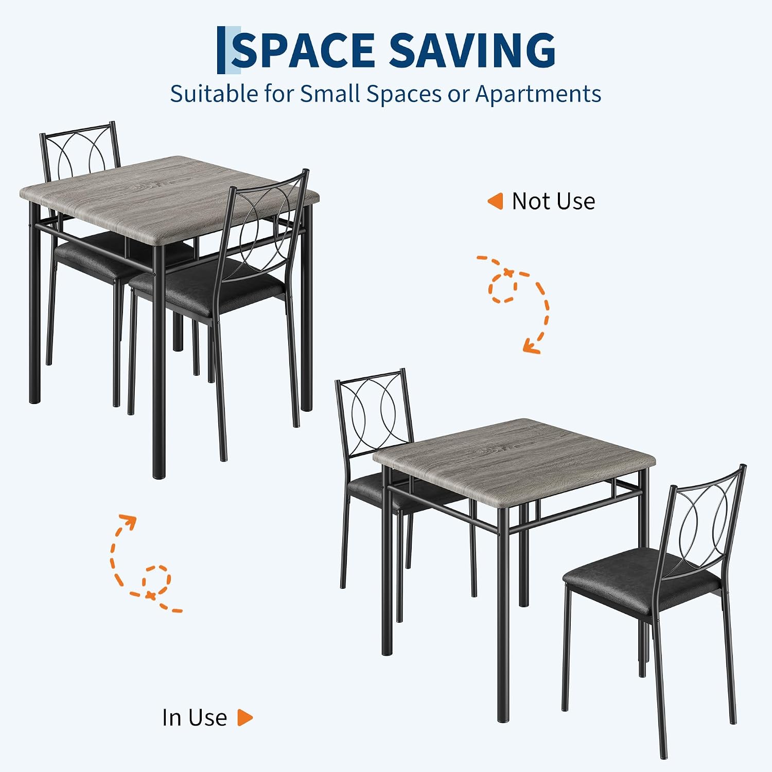 Garvee Dining Table Set for 2, Small Kitchen Table with Upholstered Chairs | Farmhouse Wood Dining Table Chairs for Kitchen Room, Small Spaces, Apartment