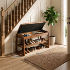 Shoe Rack Bench,2 Tiers Shoe Bench with Storage with Flip-Top,Wood Shoe Rack for Entryway,Hallway(Solid Upholstered Seat,31.5")