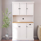 71" Tall Farmhouse Kitchen Pantry,Tall Kitchen Pantry with Microwave Oven Countertop,Freestanding Pantry Cabinet,Wood Pantry Storage Cabinet with Adjustable Shelves, 6 Doors and 1 Drawer