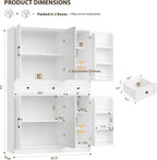 HITHOS 71" Tall Kitchen Pantry Storage Cabinet w/Drawers & Shelves, White | 47"W Kitchen Pantry Cabinet with Swing Out Doors, Large Wood Storage Cabinet, Modern Deep Food Pantry, Living Room