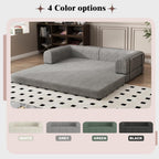 79" 5-in-1 Convertible Sleeper Sofa Bed, No Assembly Corduroy Modular Futon Couch with Fixed Metal Armrests, Compressed in a Box, Pet-Friendly Sofa for Living Room Apartment, Dark Grey