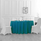132 inch Round Tablecloth Washable Polyester Table Cloth Decorative Table Cover for Wedding Party Dining Banquet（132 inch, Caribbean Blue）
