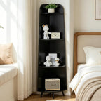 VECELO Large Corner Shelf - 66.93" Tall 4-Tier Organizer, Modern Corner Bookshelf for Display & Storage, Home Decor for Living Room, Bedroom, Black