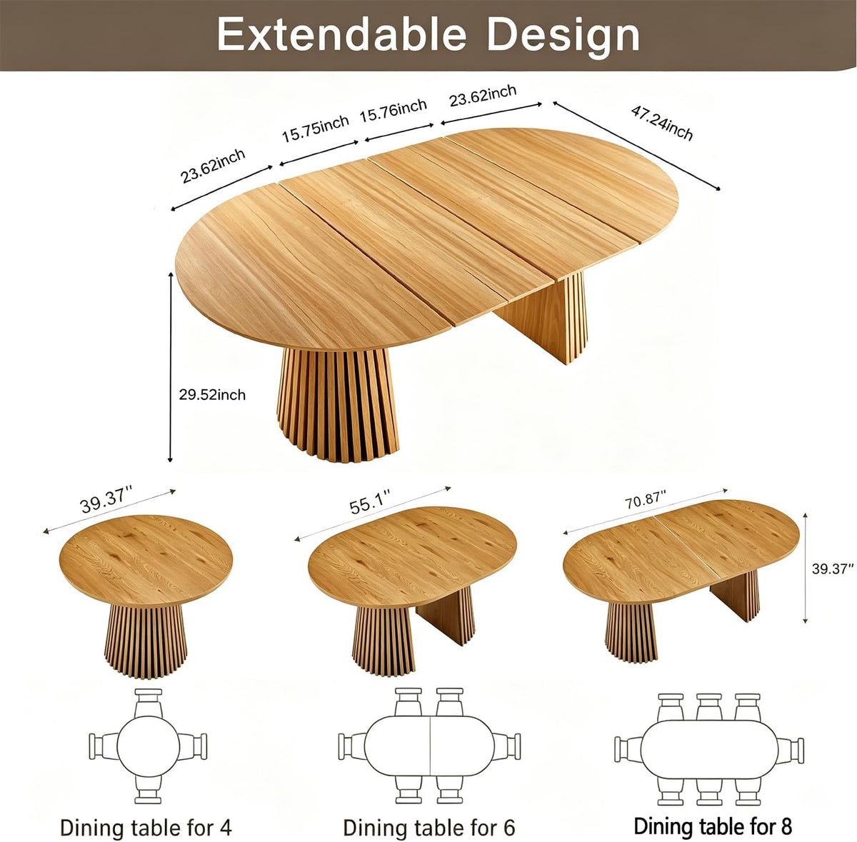 Extendable Wooden Dining Table with 4 Chairs for Small Space | extendable table，wooden dining table，dining table small space(black)