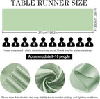 10 Pack Sage Green Satin Table Runner 12x108 Inches Long, Bright Silky Smooth Satin Table Runner Table Decor for Wedding Banquet Christmas Prom Event Birthday Party