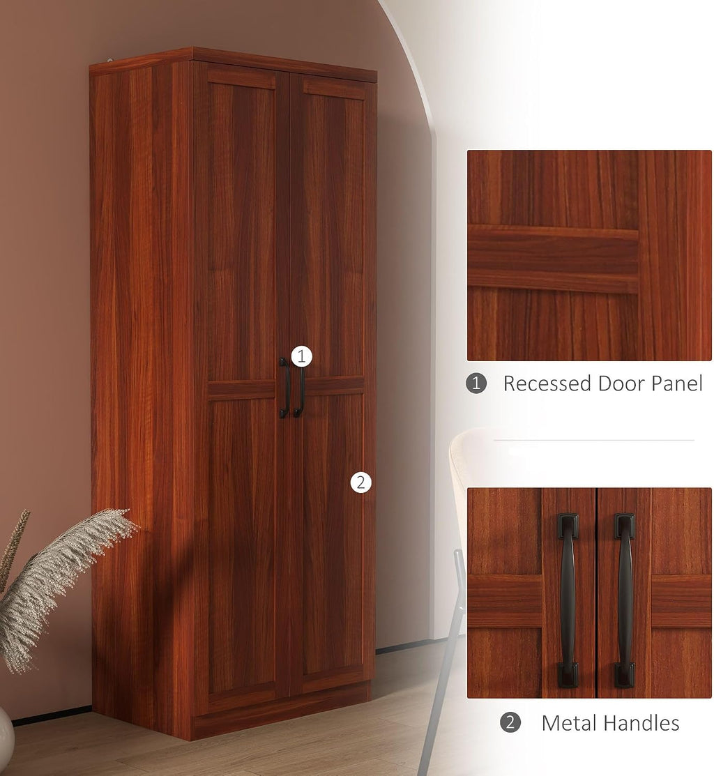 Modern 63 inch Pantry Storage Cabinet with Two Doors and Five Tier Shelves Focusing on Sleek Kitchen Organization and Space-Saving Solutions