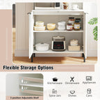 LOKO 64.5” Tall Kitchen Pantry Cabinet, Buffet Sideboard with Charging Station, Modern Wine Bar Cabinet with Wine Glass Rack, Kitchen Hutch Cupboard for Dining Room, Living Room (White)