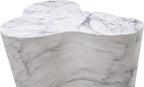 First of a Kind Tall Side Table in White Marble Concrete