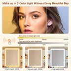 Driftalia White Small Vanity Desk with Mirror and 3 Color Adjustable Lights | Dimmable Brightness, Multi-Layer Storage, Quick Assembly, for Bedroom, Dressing Room