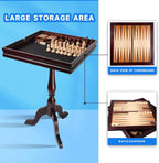 GSE Wooden 3-in-1 Chess Checkers Backgammon Game Table Set with Game Pieces | Game Room Furniture Table, Board Game Table, Removable Table Top, Large Storage Area, For Family Board Games
