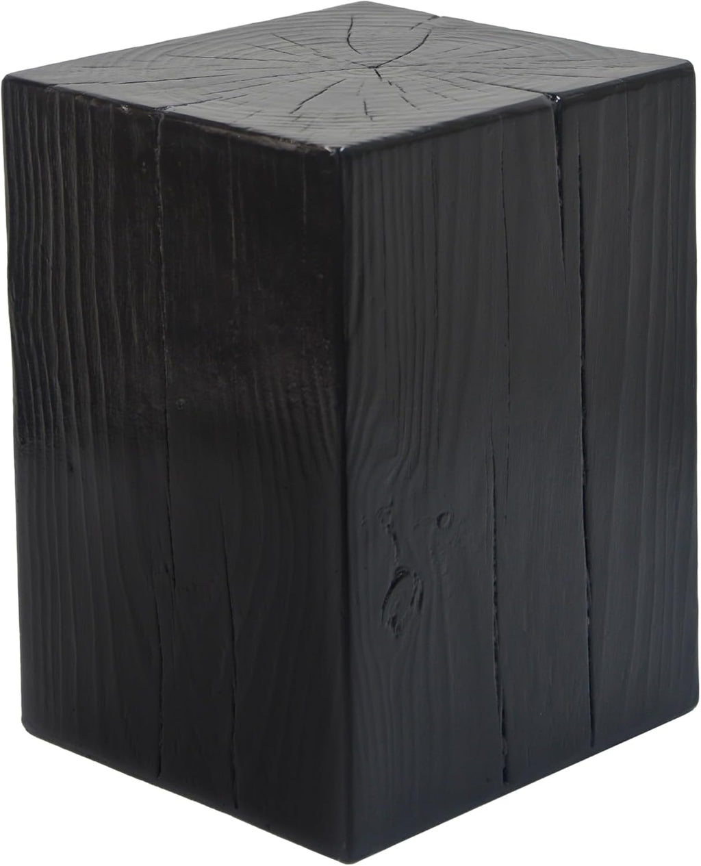 H18'' Square Side Table End Table for Living Room, Modern Farmhouse Countryside Style, MGO Material for Indoor & Outdoor, Natural Wood Grain, No Assembly, Black