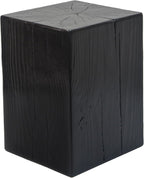 H18'' Square Side Table End Table for Living Room, Modern Farmhouse Countryside Style, MGO Material for Indoor & Outdoor, Natural Wood Grain, No Assembly, Black