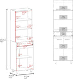 24" Beggs Kitchen Pantry, 4 Doors, 1 Drawer, 4 Legs, 4 Shelves, Natural Oak/White - Kitchen – Tall Kitchen Storage & Pantry Organization for Kitchen, Dining Room & Utility Room Organization