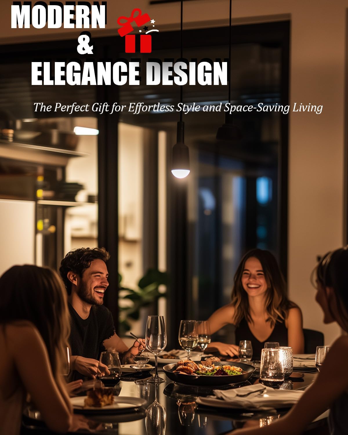 Dining Table Set for 4, Kitchen Table and Chairs Set of 4, 5 Piece Modern Dining Room Table Set with Tempered Glass Top and PU Leather Chairs for Small Space, Apartment, Poker