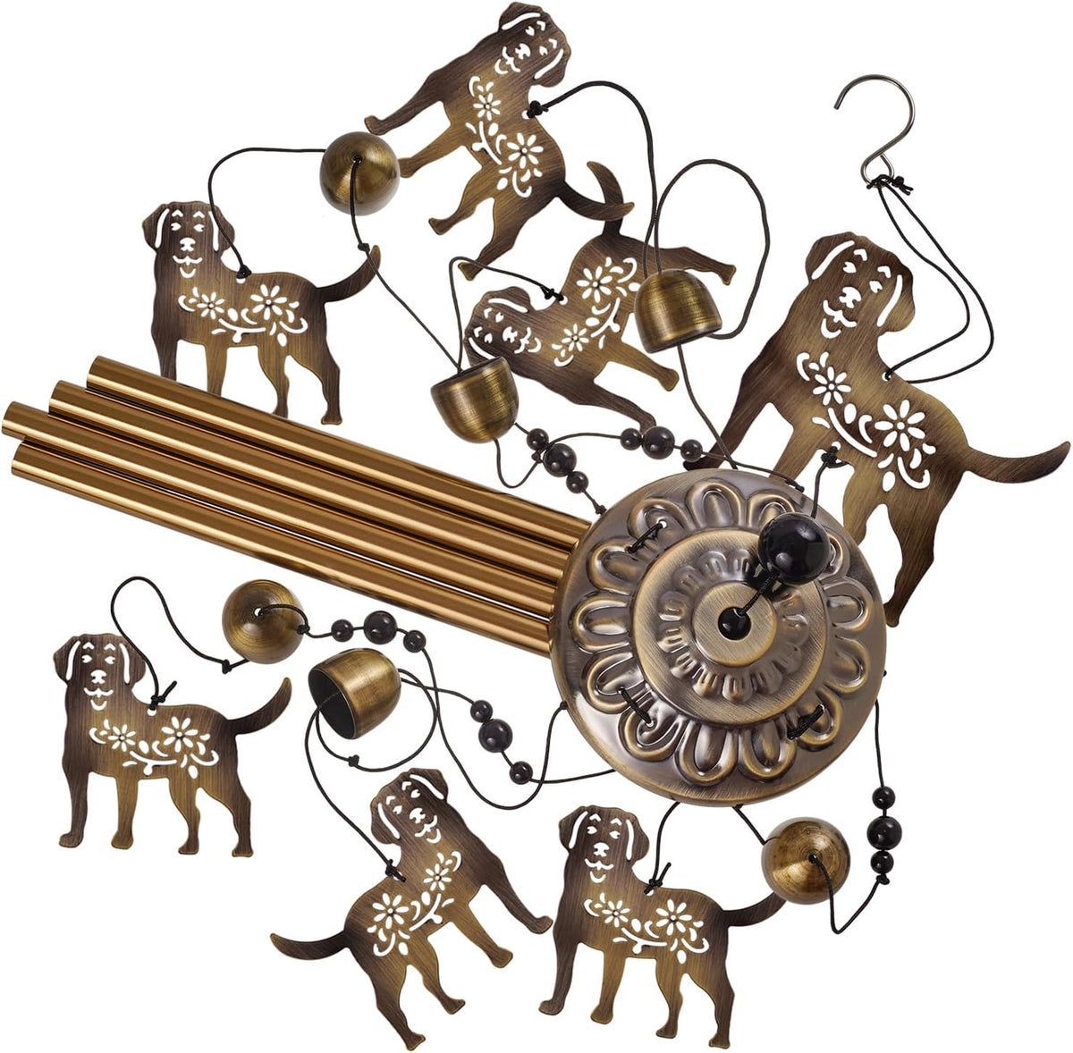 Outdoor Dogs Wind Chimes - Bronze Memorial Wind Bells, Mobile Sympathy Wind Catcher, Romantic Puppy Decor, Windchimes for Home, Balcony, Tree, Festival, Garden Hanging Decoration, Gifts for Mom