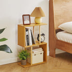 Aibiju 3-Tiered S-Shaped Side Table for Small Spaces, Freestanding Side Table, Sofa End Table, Narrow End Table, Suitable for Bedrooms Living Rooms Study Room, Natural Wood Color YD-ST003N