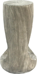 14.96" Side Table,Hollow Design End Patio Garden Stool Decorative Accent Table for Balcony Beach Pool Side,Lightweight Concrete,Wood Like Texture,Grey