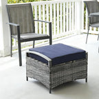 VINGLI 2 Pieces Outdoor Ottoman with Storage, Wicker Ottoman Patio Furniture w/Removable Cushion, Multipurpose Footrest Stool for Outdoor (Grey)