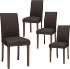 TLSUNNY Upholstered Dining Chairs Set of 2/4, Tufted Parsons Design with Nail Head Trim, Solid Wood Legs and Padded Seat, Comfortable Fabric for Dining Room, Kitchen (Brown, Set of 4)