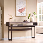 IFGET 63-Inch Long Console Table, Modern Curved Entryway Table, Dark Walnut | 31.5" Tall Entryway Table with Open Storage Shelf, Narrow Wood Sofa Table Behind Couch Table for Living Room, Hallway,Foyer