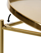 Kate and Laurel Ulani Modern Nesting Side Table, Set of 2, Walnut Brown Wood and Gold Metal, Glamorous End Tables for Storage and Display