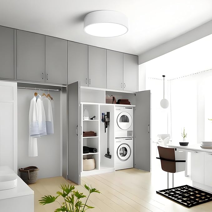 Dimmable LED White Flush Mount Ceiling Light Fixture,Modern Round Hallway Lighting Fixtures,5CCT 2700K-6000K Ceiling Lights Fixtures for Kitchen Bedroom Entryway Laundry Room Closet 11.8 Inch