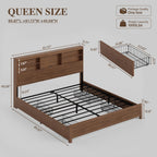 Queen Size Bed Frame with 4 Storage Drawers
